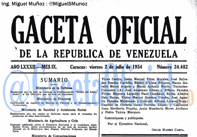 Gaceta Oficial 24482 del 2 Julio 1954