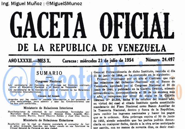Gaceta Oficial 24497 del 21 Julio 1954