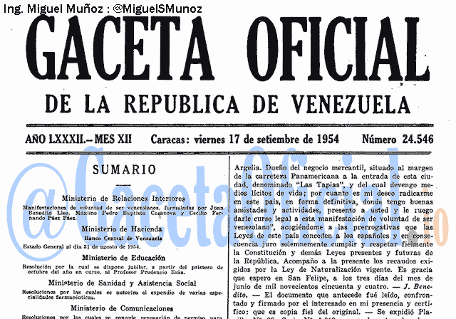 Gaceta Oficial 24546 del 17 Septiembre 1954