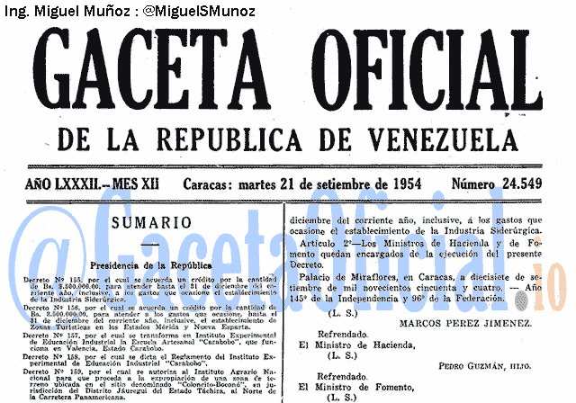 Gaceta Oficial 24549 del 21 Septiembre 1954