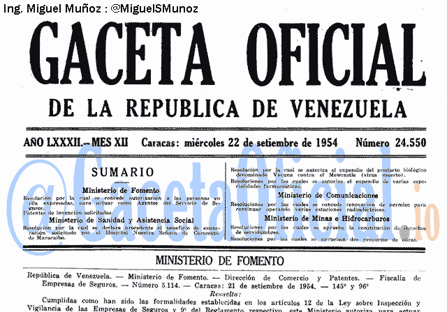 Gaceta Oficial 24550 del 22 Septiembre 1954