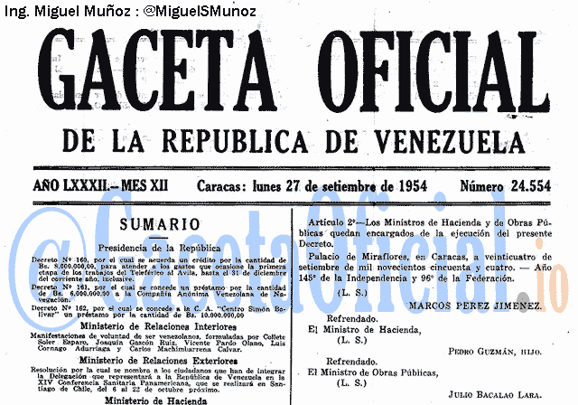 Gaceta Oficial 24554 del 27 Septiembre 1954