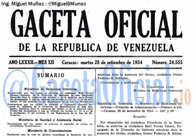Gaceta Oficial 24555 del 28 Septiembre 1954