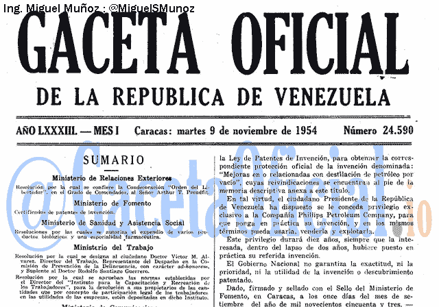 Gaceta Oficial 24590 del 9 Noviembre 1954