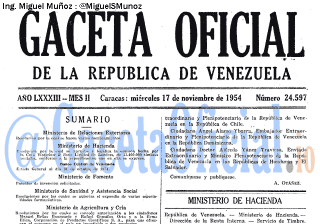 Gaceta Oficial 24597 del 17 Noviembre 1954