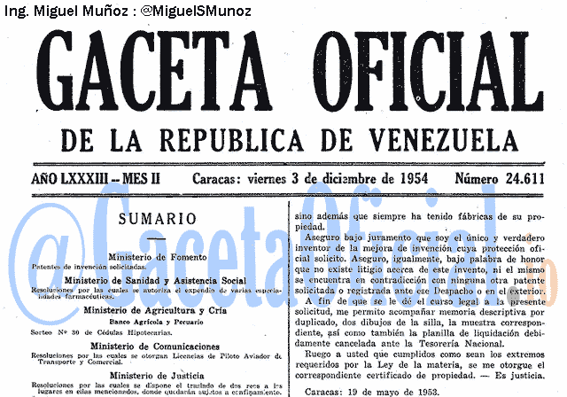 Gaceta Oficial 24611 del 3 Diciembre 1954