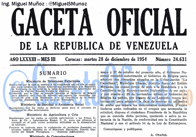 Gaceta Oficial 24631 del 28 Diciembre 1954