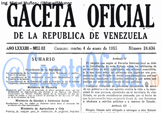 Gaceta Oficial 24636 del 4 Enero 1955