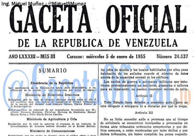 Gaceta Oficial 24637 del 5 Enero 1955
