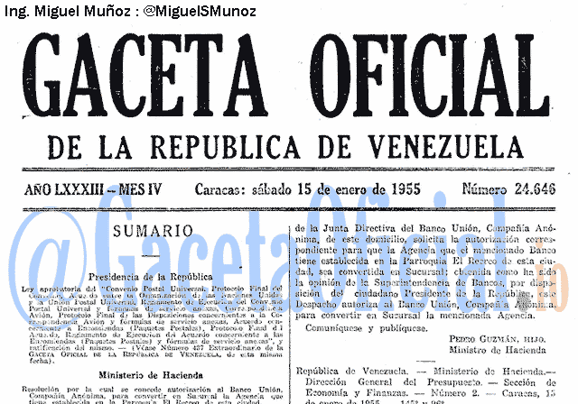 Gaceta Oficial 24646 del 15 Enero 1955