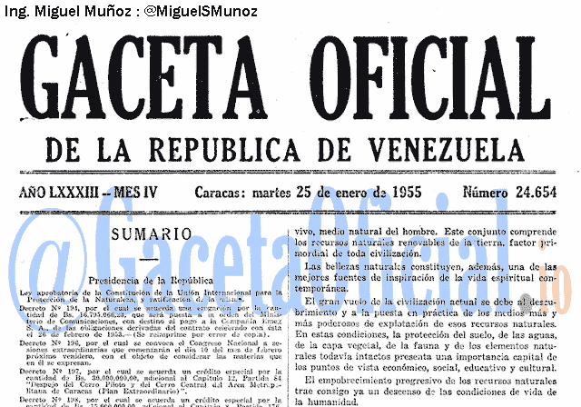 Gaceta Oficial 24654 del 25 Enero 1955