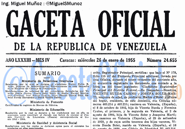 Gaceta Oficial 24655 del 26 Enero 1955