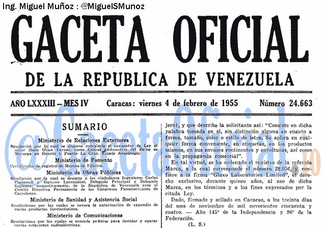 Gaceta Oficial 24663 del 4 Febrero 1955