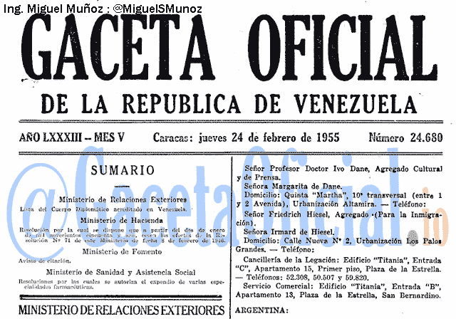 Gaceta Oficial 24680 del 24 Febrero 1955