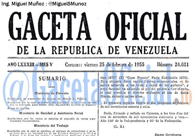 Gaceta Oficial 24681 del 25 Febrero 1955