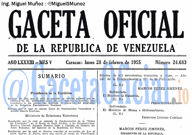 Gaceta Oficial 24683 del 28 Febrero 1955
