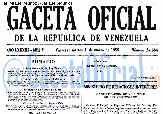 Gaceta Oficial 24684 del 1 Marzo 1955