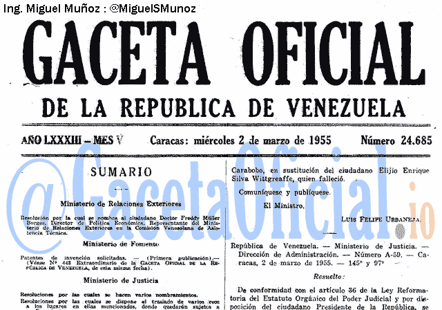 Gaceta Oficial 24685 del 2 Marzo 1955