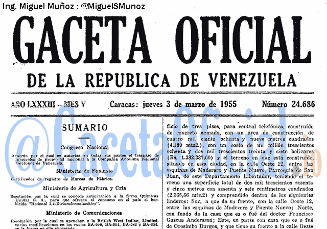 Gaceta Oficial 24686 del 3 Marzo 1955