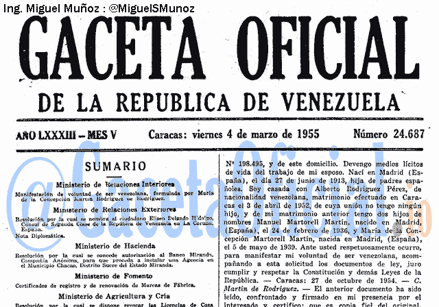 Gaceta Oficial 24687 del 4 Marzo 1955