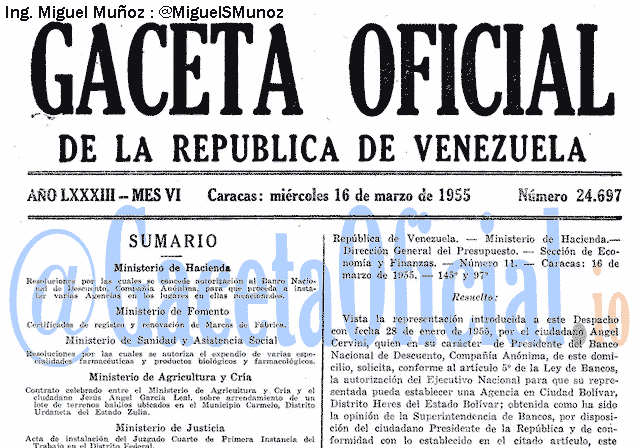 Gaceta Oficial 24697 del 16 Marzo 1955