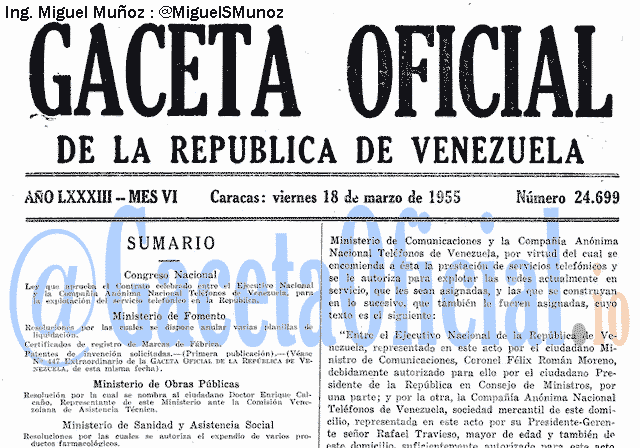 Gaceta Oficial 24699 del 18 Marzo 1955
