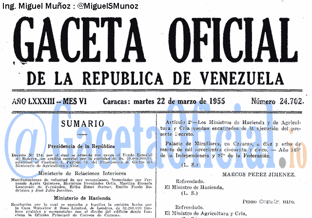 Gaceta Oficial 24702 del 22 Marzo 1955