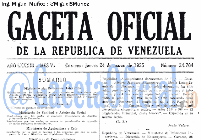 Gaceta Oficial 24704 del 24 Marzo 1955