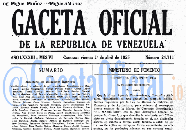 Gaceta Oficial 24711 del 1 Abril 1955