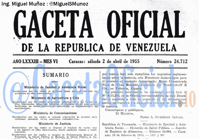 Gaceta Oficial 24712 del 2 Abril 1955
