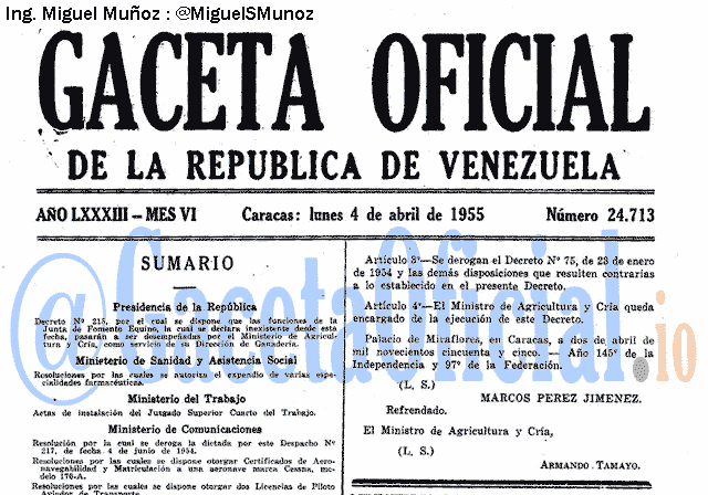 Gaceta Oficial 24713 del 4 Abril 1955