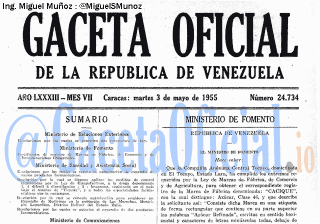 Gaceta Oficial 24734 del 3 Mayo 1955