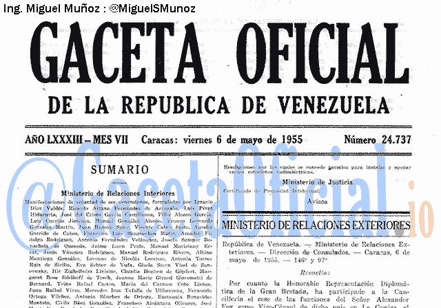 Gaceta Oficial 24737 del 6 Mayo 1955
