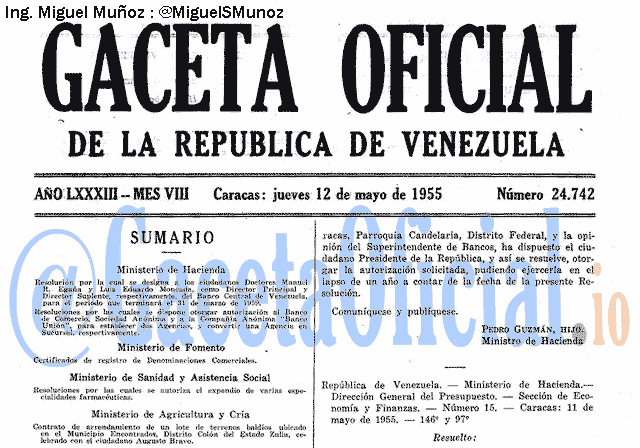 Gaceta Oficial 24742 del 12 Mayo 1955