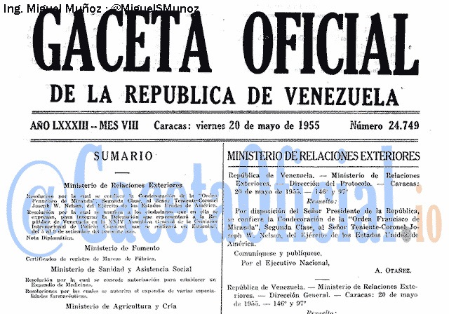 Gaceta Oficial 24749 del 20 Mayo 1955