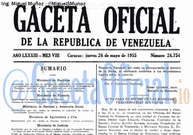 Gaceta Oficial 24754 del 26 Mayo 1955
