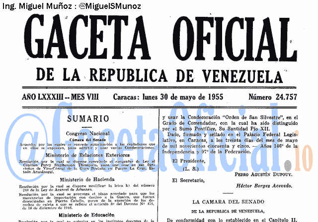 Gaceta Oficial 24757 del 30 Mayo 1955