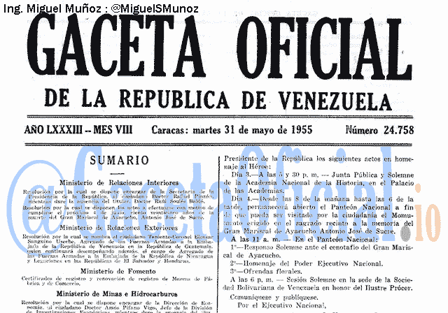 Gaceta Oficial 24758 del 31 Mayo 1955