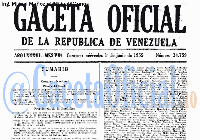 Gaceta Oficial 24759 del 1 Junio 1955