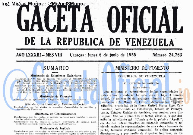 Gaceta Oficial 24763 del 6 Junio 1955