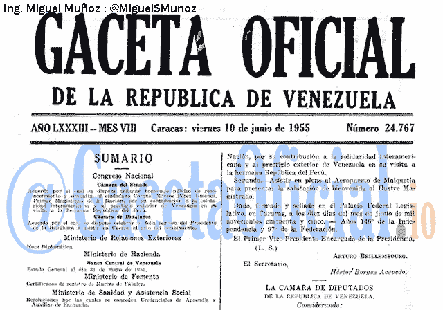 Gaceta Oficial 24767 del 10 Junio 1955