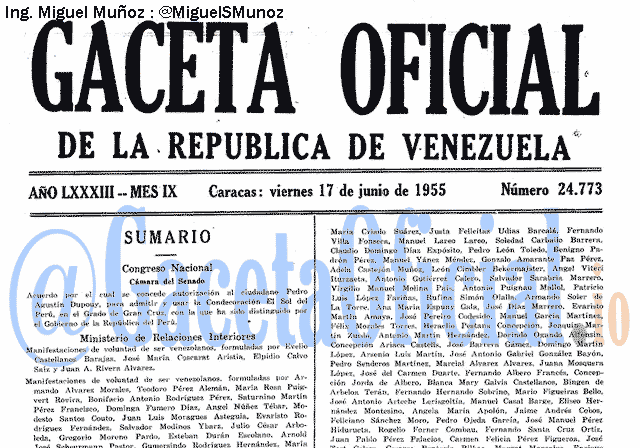 Gaceta Oficial 24773 del 17 Junio 1955