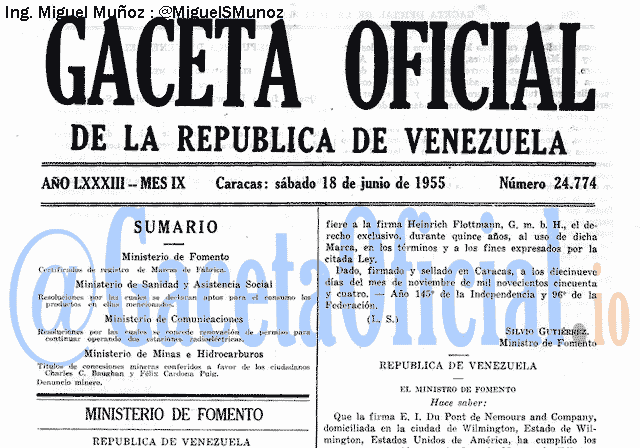 Gaceta Oficial 24774 del 18 Junio 1955