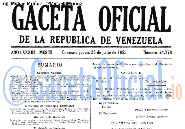 Gaceta Oficial 24778 del 23 Junio 1955