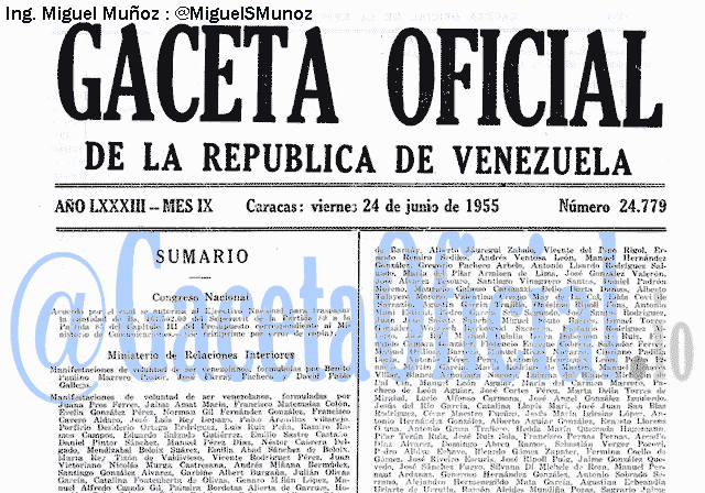 Gaceta Oficial 24779 del 24 Junio 1955