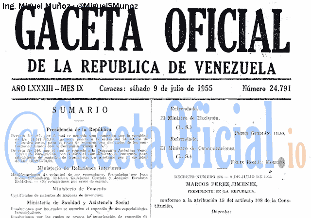 Gaceta Oficial 24791 del 9 Julio 1955