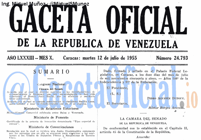 Gaceta Oficial 24793 del 12 Julio 1955