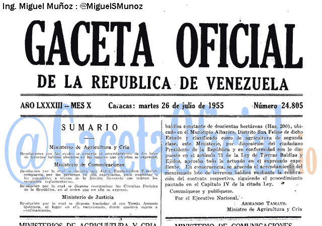 Gaceta Oficial 24805 del 26 Julio 1955