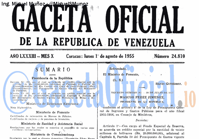 Gaceta Oficial 24810 del 1 Agosto 1955
