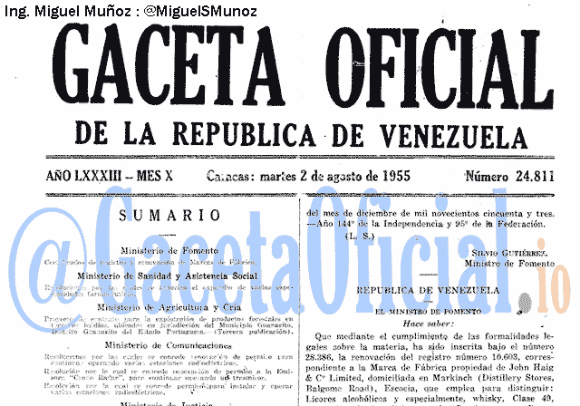Gaceta Oficial 24811 del 2 Agosto 1955